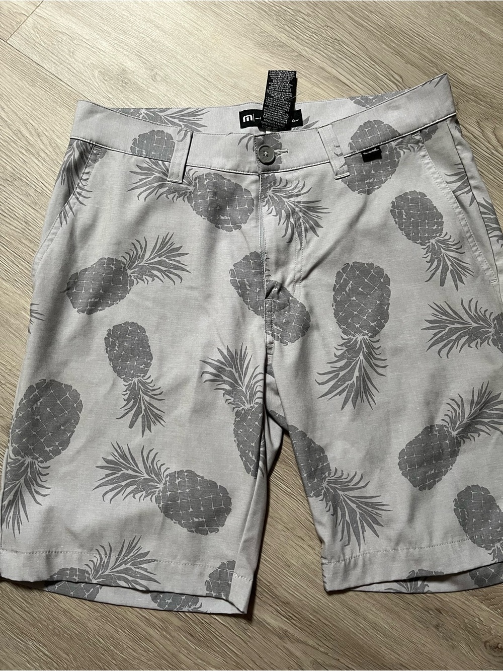 Travis Mathew Gray Pineapple Print Flat-Front Shorts